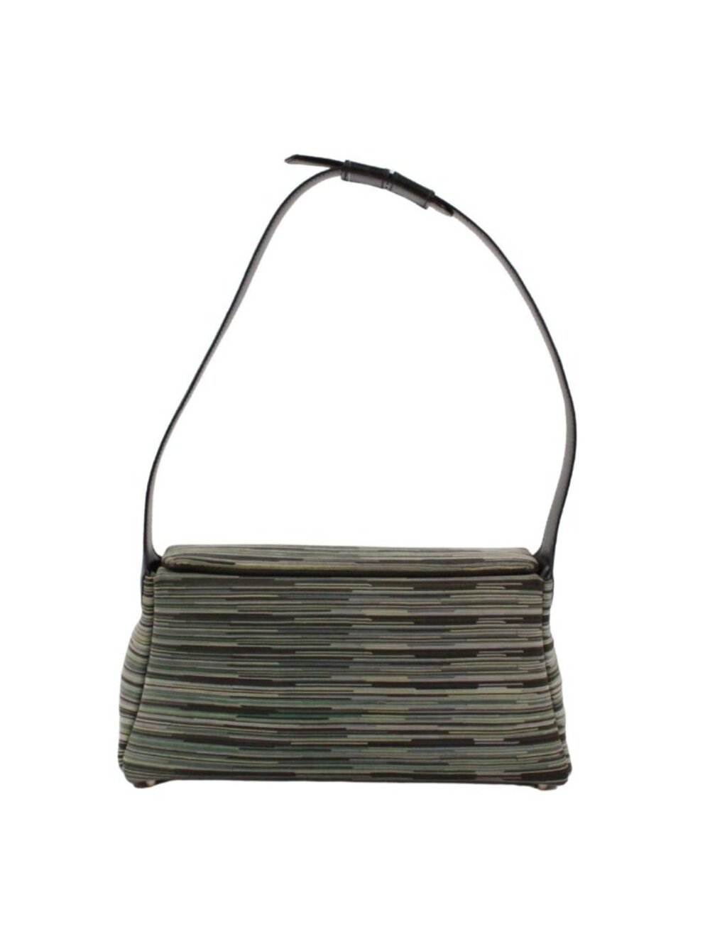 Hermes Garonne Leather Chevre Green Black Shoulder Bag Silver